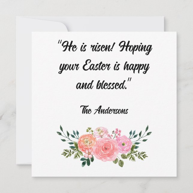 He is risen! Hoping your Easter is happy & blessed Invitation (Back)