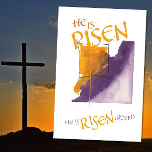 HE IS RISEN INDEED EASTER PURPLE GOLD  POSTER