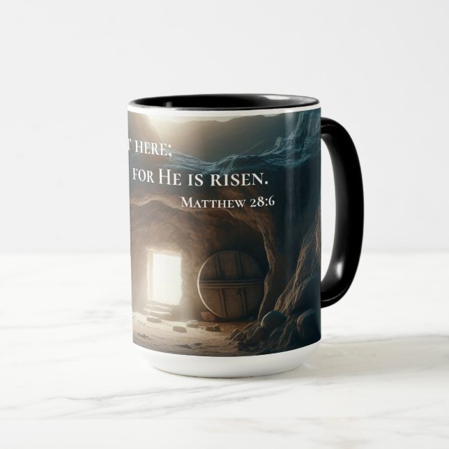 He Is Risen – Inspirational Empty Tomb  Mug (Front Right)