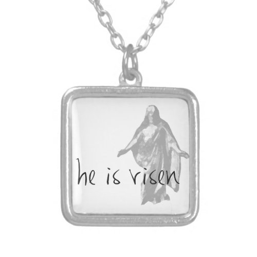 he is risen jesus christ easter lds mormon silver plated necklace