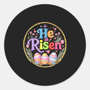 He Is Risen Jesus Christian Bible Verse Easter Wom Classic Round Sticker