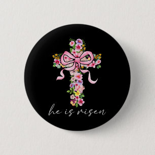 He Is Risen Jesus Christian Coquette Bow Happy Eas Button