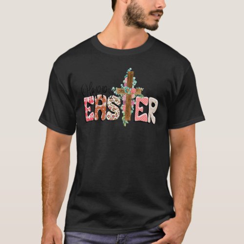 He is Risen Jesus Christian Happy Easter Floral Fa T_Shirt