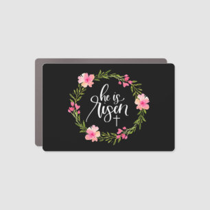 He is Risen Jesus Christian Happy Easter Floral Wr Car Magnet