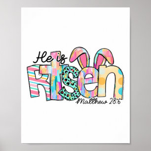 He Is Risen Jesus Christian Happy Easter Kids Wome Poster