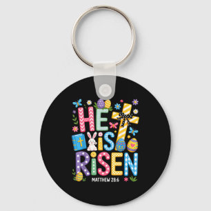 He Is Risen Jesus Christian Happy Easter Women Kid Keychain