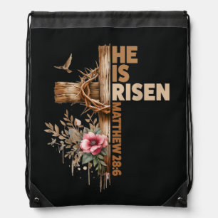 He is Risen Jesus Christian Religious Easter Drawstring Bag
