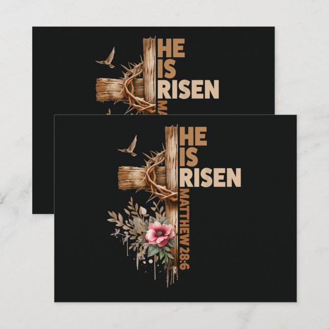 He is Risen Jesus Christian Religious Easter Invitation (Front/Back)