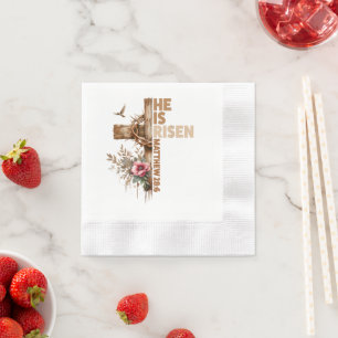 He is Risen Jesus Christian Religious Easter Napkins