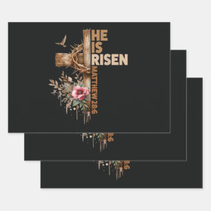 He is Risen Jesus Christian Religious Easter Wrapping Paper Sheets