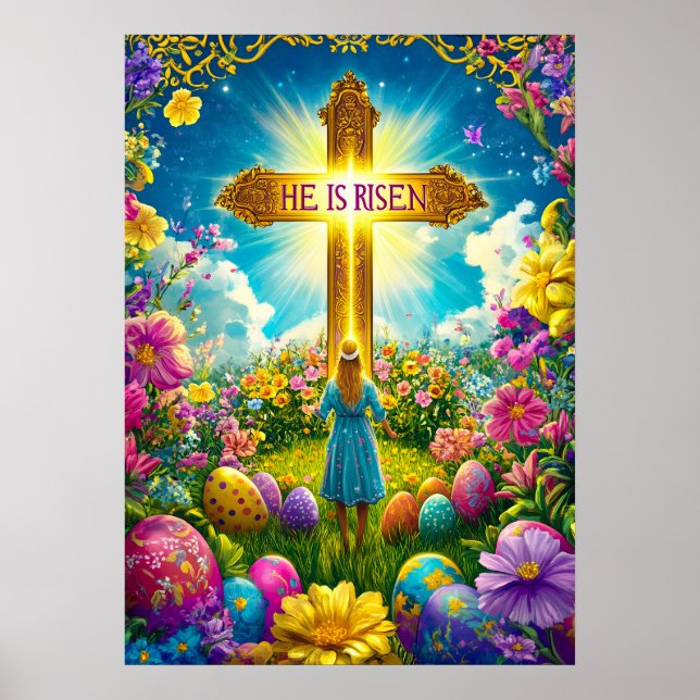 He is risen Jesus Cross Easter Poster (Front)