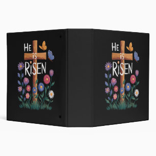 He Is Risen Jesus Floral Christian Easter 3 Ring Binder