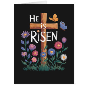 He Is Risen Jesus Floral Christian Easter Card