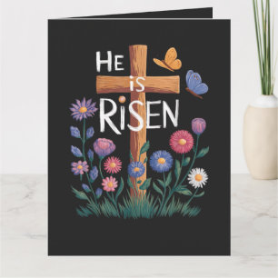 He Is Risen Jesus Floral Christian Easter Card