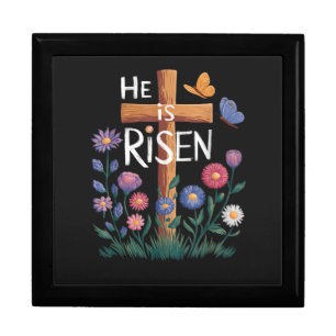 He Is Risen Jesus Floral Christian Easter Gift Box