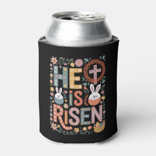 He is Risen Jesus Floral Cute Easter Bunny Rabbit Can Cooler