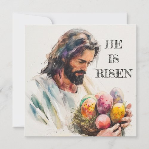 He Is Risen Jesus Greeting Card Happy Easter Holiday Card