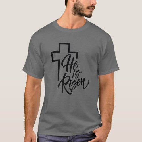 He Is Risen Leopard Cross Vintage Happy Easter 202 T_Shirt