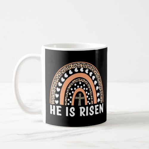He Is Risen Leopard Rainbow Christian Jesus Happy  Coffee Mug
