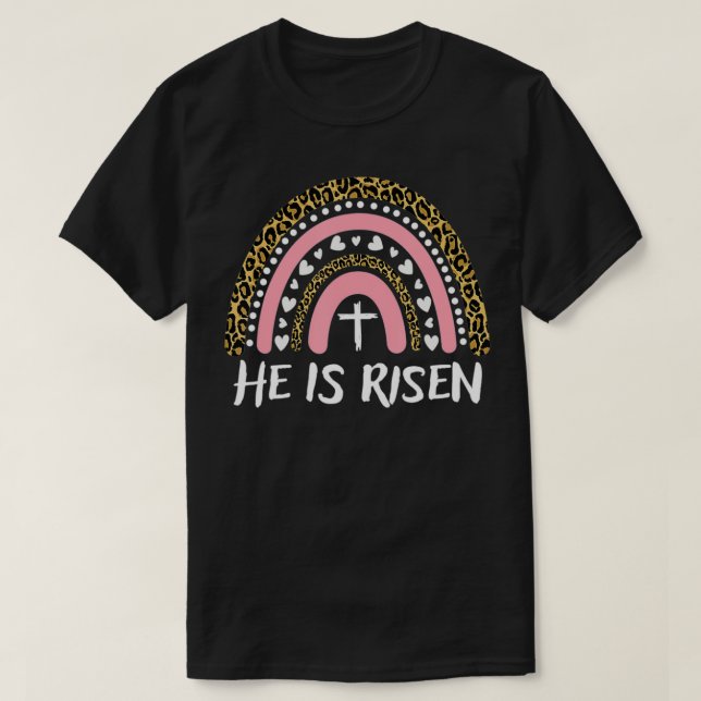 He is Risen Leopard Rainbow Happy Easter 2022  T-Shirt (Design Front)