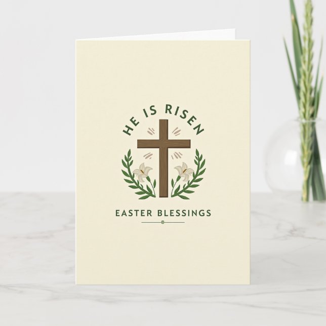 He Is Risen Lily Easter Card (Front)