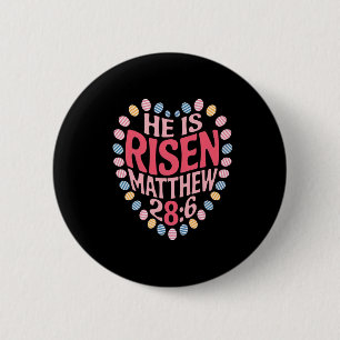 He Is Risen Matthew 286 Boho Floral Christian Bibl Button