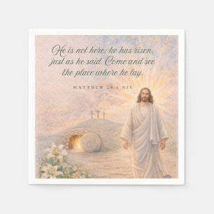 He Is Risen – Matthew 28:6 Bible Verse - Easter Napkins