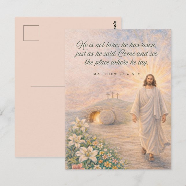 He Is Risen – Matthew 28:6 Bible Verse - Easter Postcard (Front/Back)