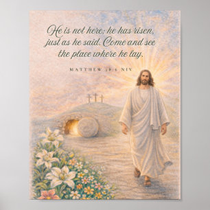 He Is Risen – Matthew 28:6 Bible Verse - Easter Poster