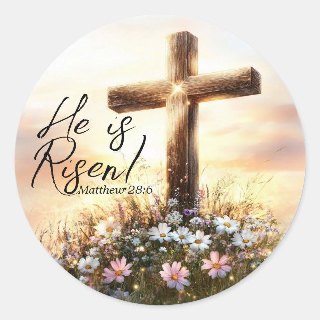 He is Risen - Matthew 28:6 Classic Round Sticker (Front)