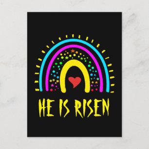 He Is Risen Matthew 28:6 Easter Colorful Rainbow Postcard