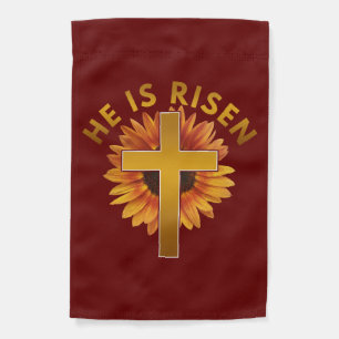 He Is Risen Matthew 28:6 Easter Sunflower Garden Flag