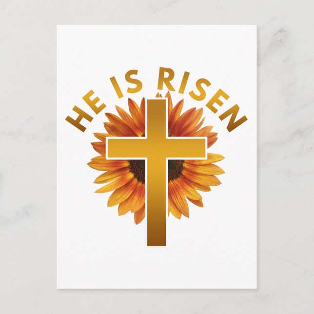 He Is Risen Matthew 28:6 Easter Sunflower Postcard (Front)