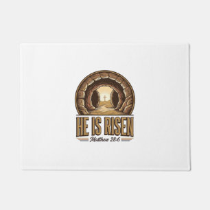 He Is Risen Matthew 28 6 Vintage Christian Design_ Doormat