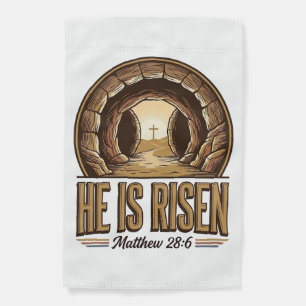 He Is Risen Matthew 28 6 Vintage Christian Design_ Garden Flag