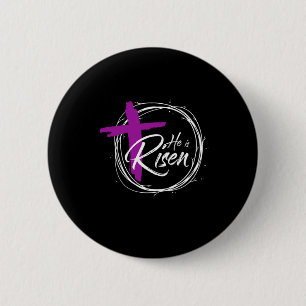 He Is Risen Nativity Jesus Christus Cross Faith Gi Button