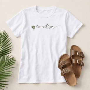 He is Risen Palm Leaf  3 Crosses Minimalist Easter T-Shirt