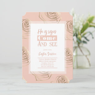 He Is Risen Peach Easter Invitation Card