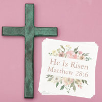 He is Risen Pink Beautiful Floral Religious Easter Napkins