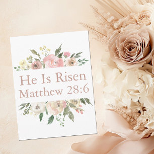 He is Risen Pink Beautiful Floral Religious Easter Postcard
