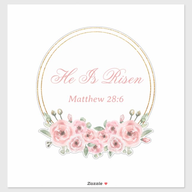 He Is Risen Pink Floral Easter Stickers  (Sheet)