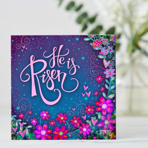 He is Risen Pretty Floral Easter Note Card