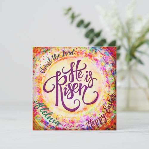 He is Risen Pretty Religious Easter Inspirivity Note Card