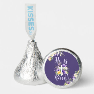 "He is Risen!" Purple Floral Religious Easter Hershey®'s Kisses®
