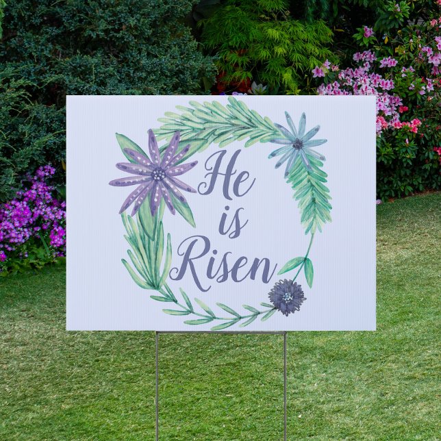 He is Risen Purple Religious Easter Church Yard Sign (Creator Uploaded)