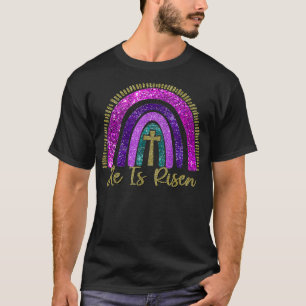He Is Risen Rainbow Christian Jesus Happy Easter D T-Shirt