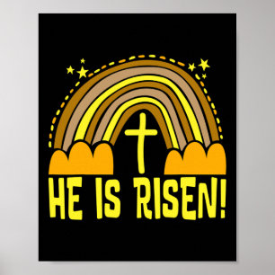 He Is Risen Rainbow Easter Trendy Cute Catholic Poster
