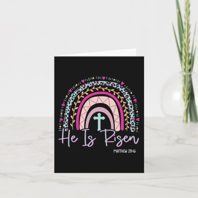 He Is Risen Rainbow Leopard Happy Easter Day Chris Card (Front)