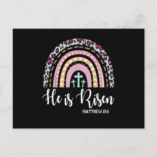 He Is Risen Rainbow Leopard Happy Easter Day Chris Holiday Postcard