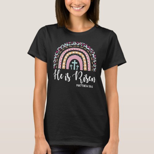 He Is Risen Rainbow Leopard Happy Easter Day Chris T_Shirt